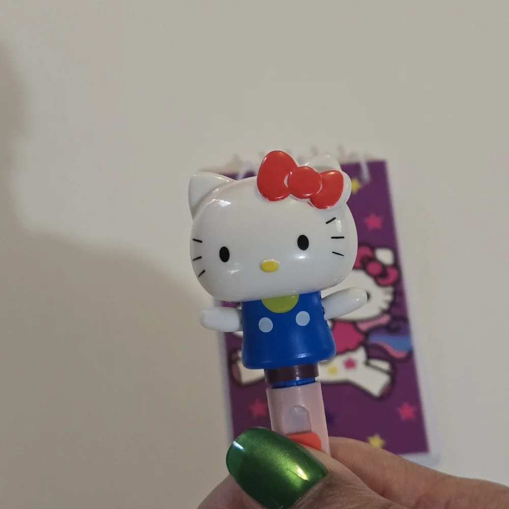 Waving Hello Kitty Pen and With Unicorn Notepad - Pink and Blue